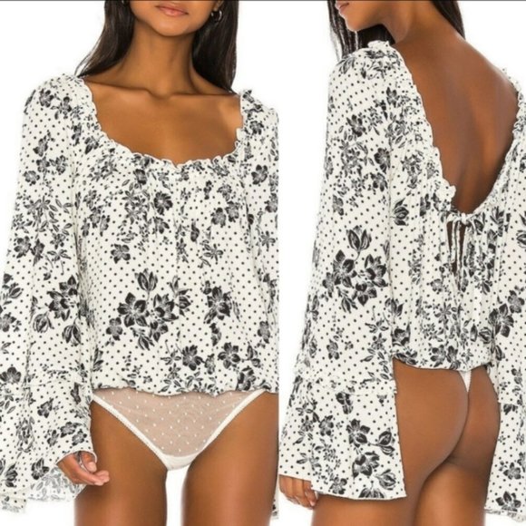 Free People Tops - Free People XS One on One Date Long Sleeve Tea Combo Thong Bodysuit NWT